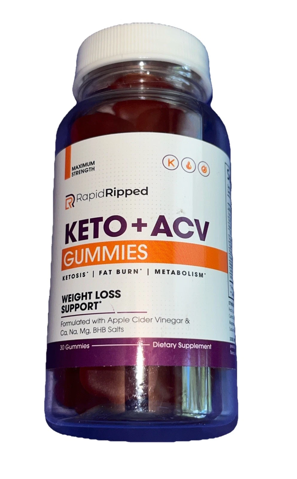 RapidRipped Keto ACV gumik, maximális szilárdság (1 csomag) Lejár: 08/26