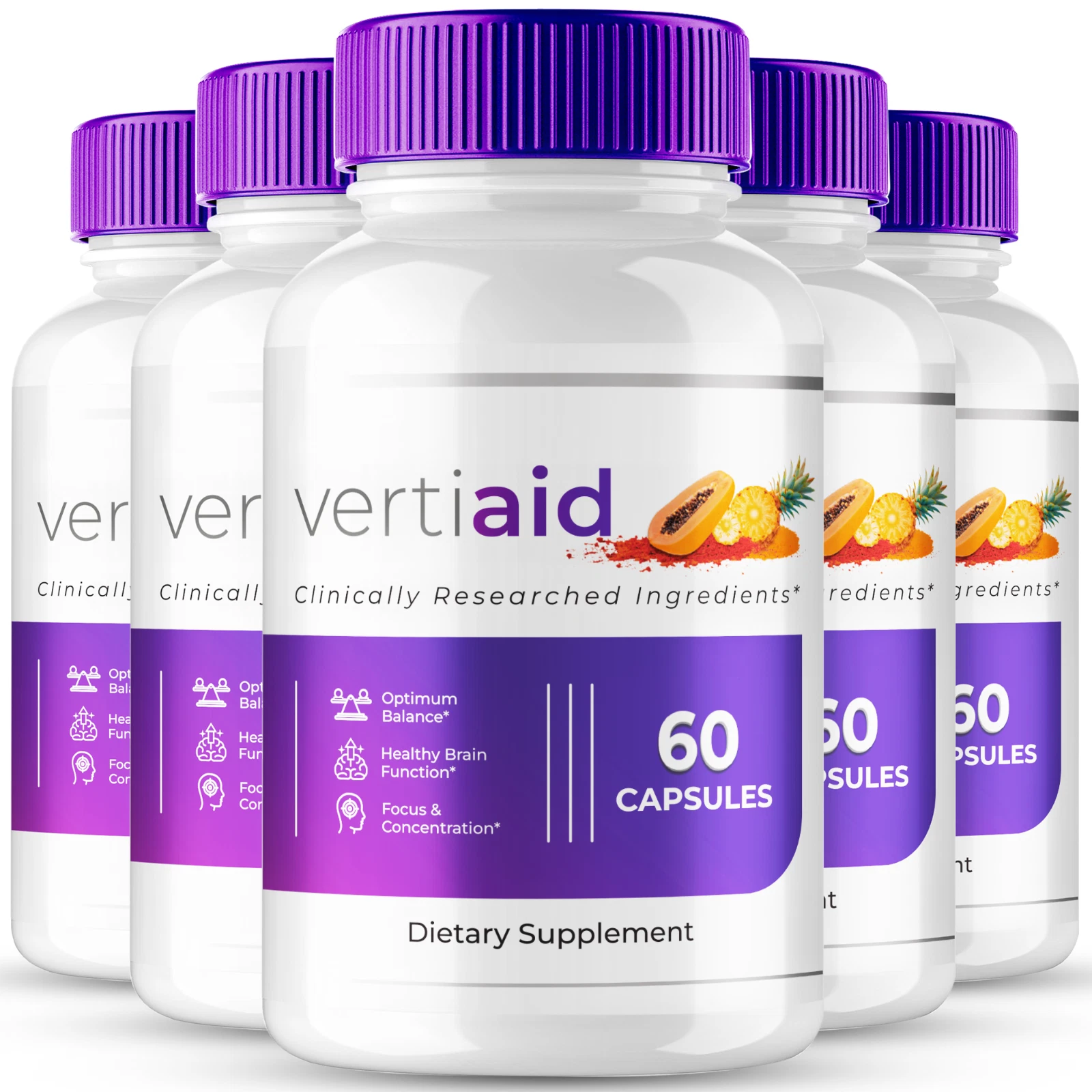 (5 Pack) VertiAid Capsules, Official Verti Aid Brain and Memory Supplement Pills