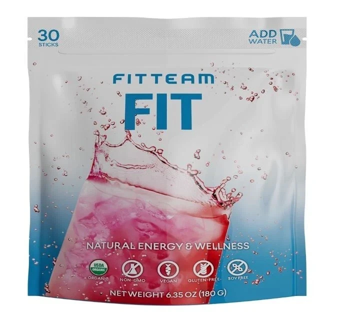 Fitteam FIT Natural Energy & Wellness Drink Mix 30 Stick Packs Exp 2/2026
