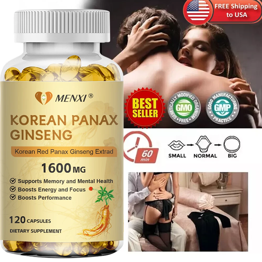Korean Red Panax Ginseng 1600mg - 120 Veggie Capsules - Extra Strength, Non-GMO