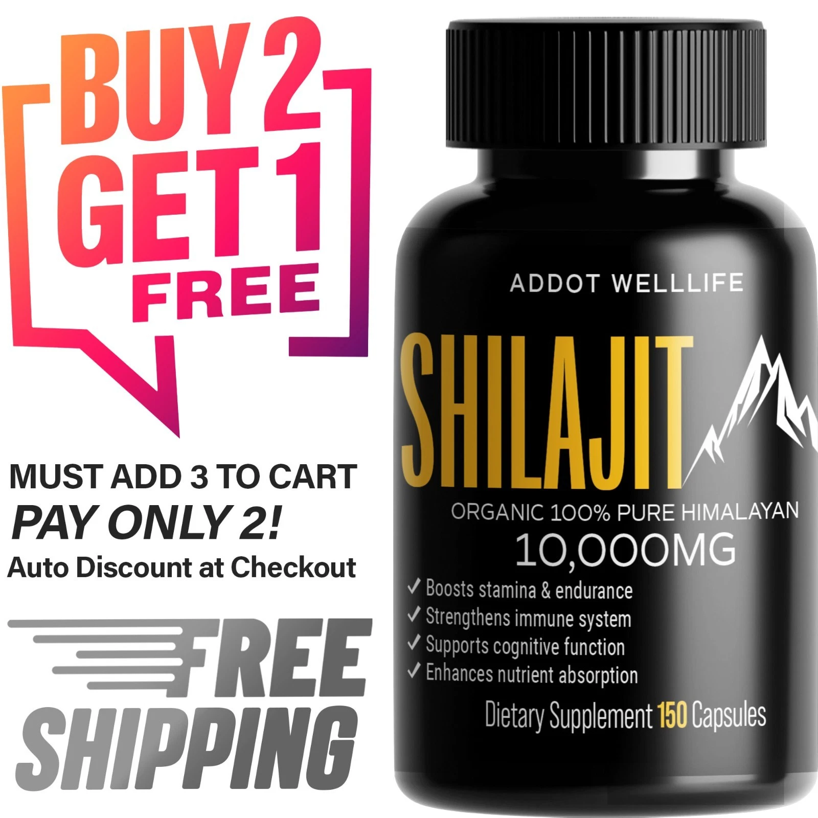 Shilajit Caps – Herbal Supplement – 150ct – Daily Performance Blend