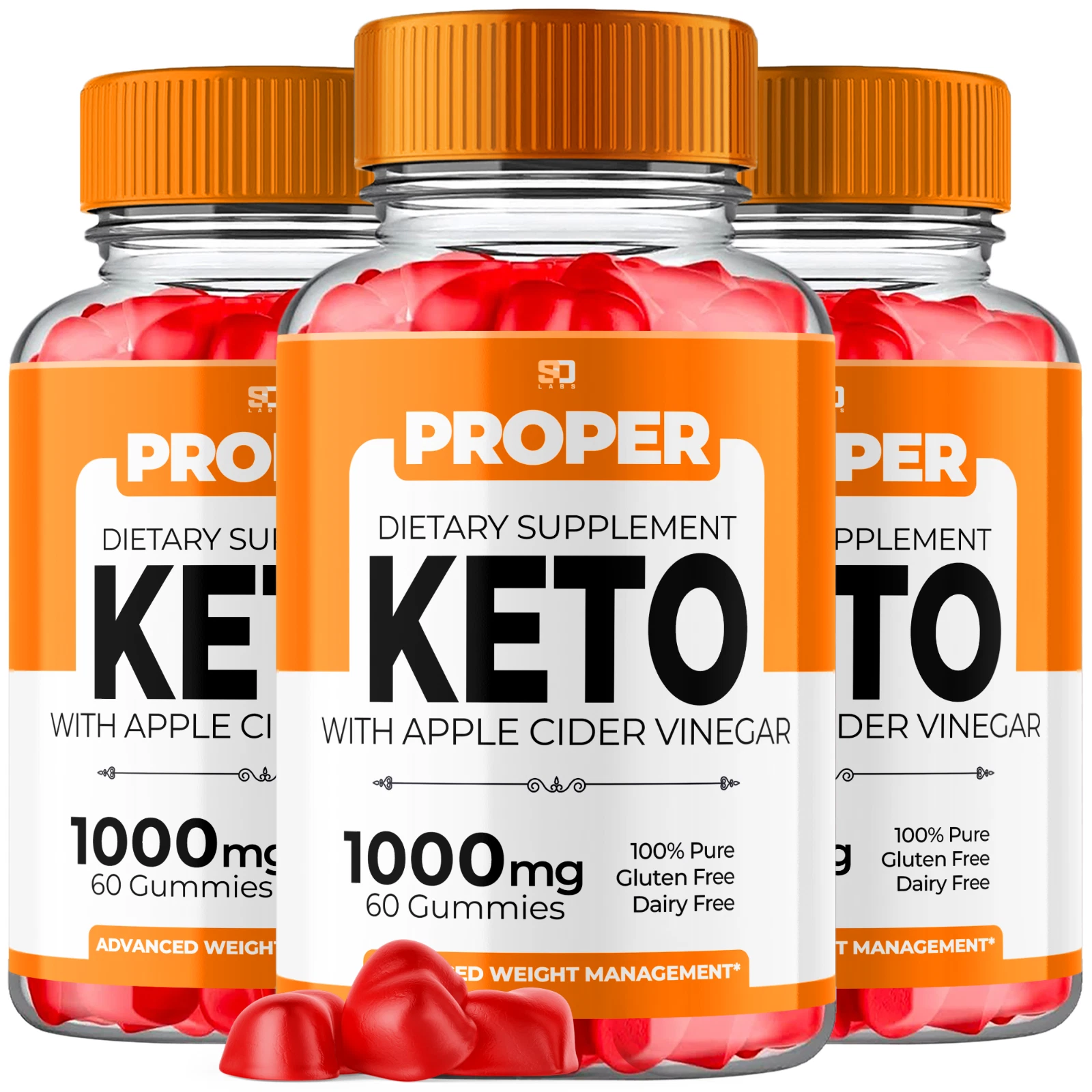 (3 Pack) Proper Keto Gummies, Proper ACV Keto+ Weight Loss (180 Gummies)