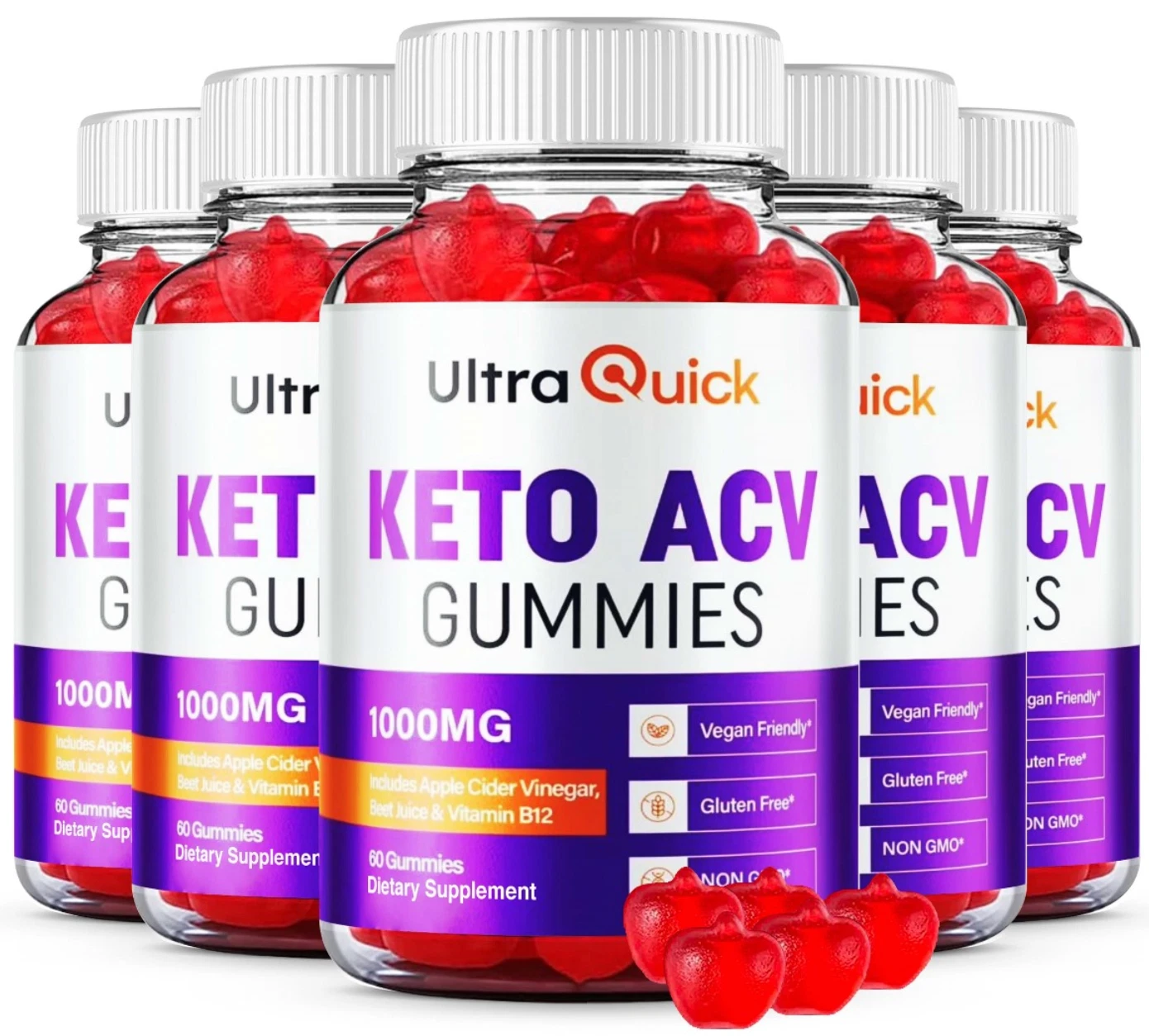 Ultra Quick Keto + ACV Natural Energy Management Supplement (300 Gummies) 5-Pack