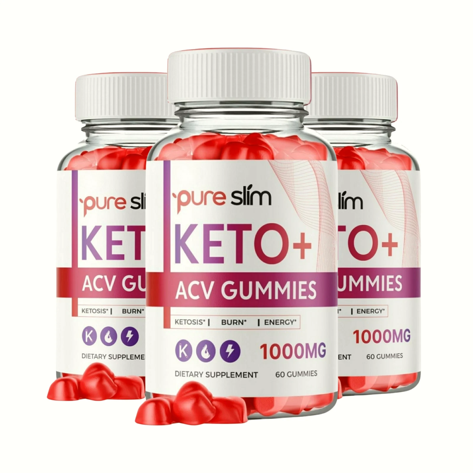 3-Pack Pure Slim Keto ACV Gummies, PureSlim Gummies Weight Loss - 180 Gummies