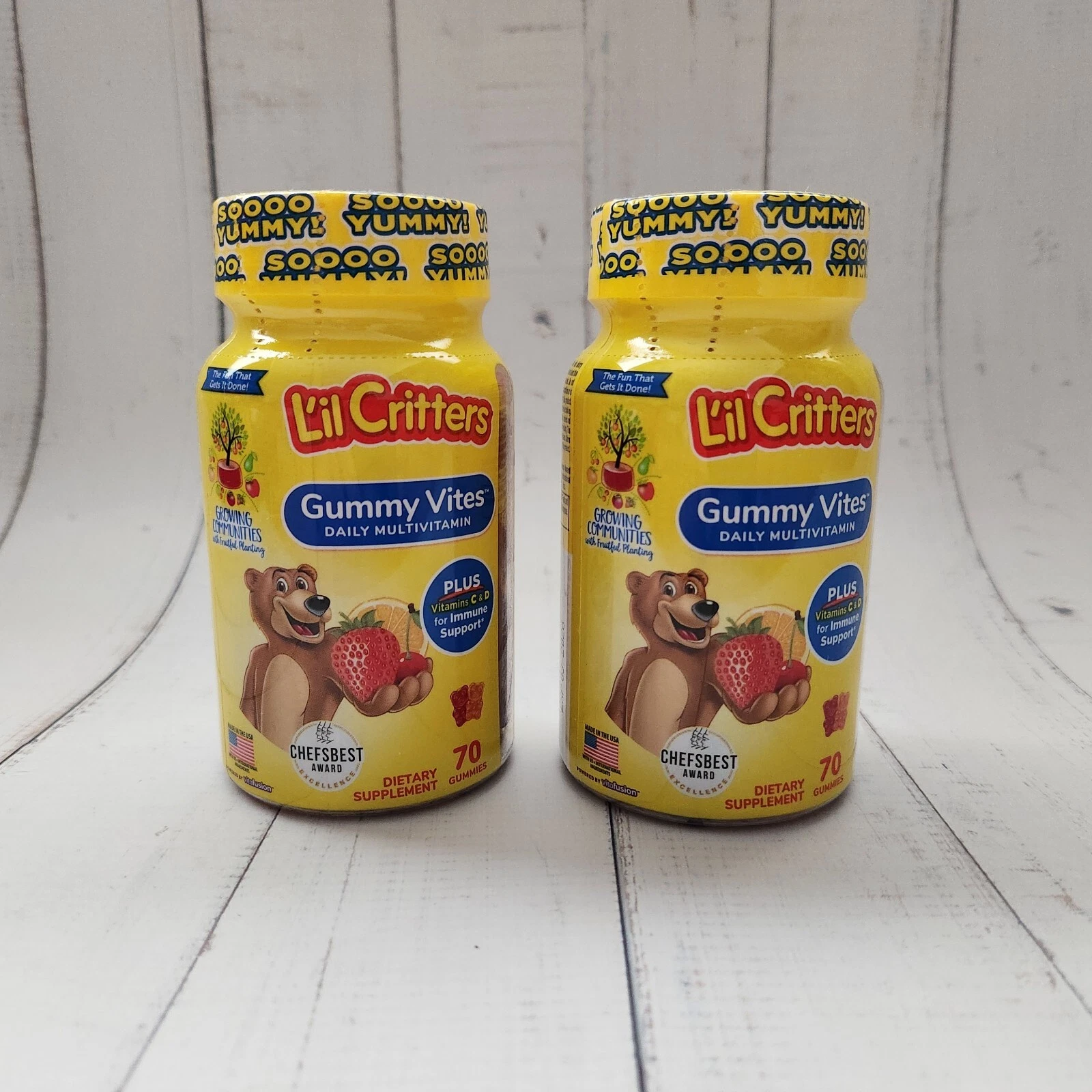 2× Critters Childrens Vitamins Gummy Vites Daily Multivitamin 70 Ct Per Bottle