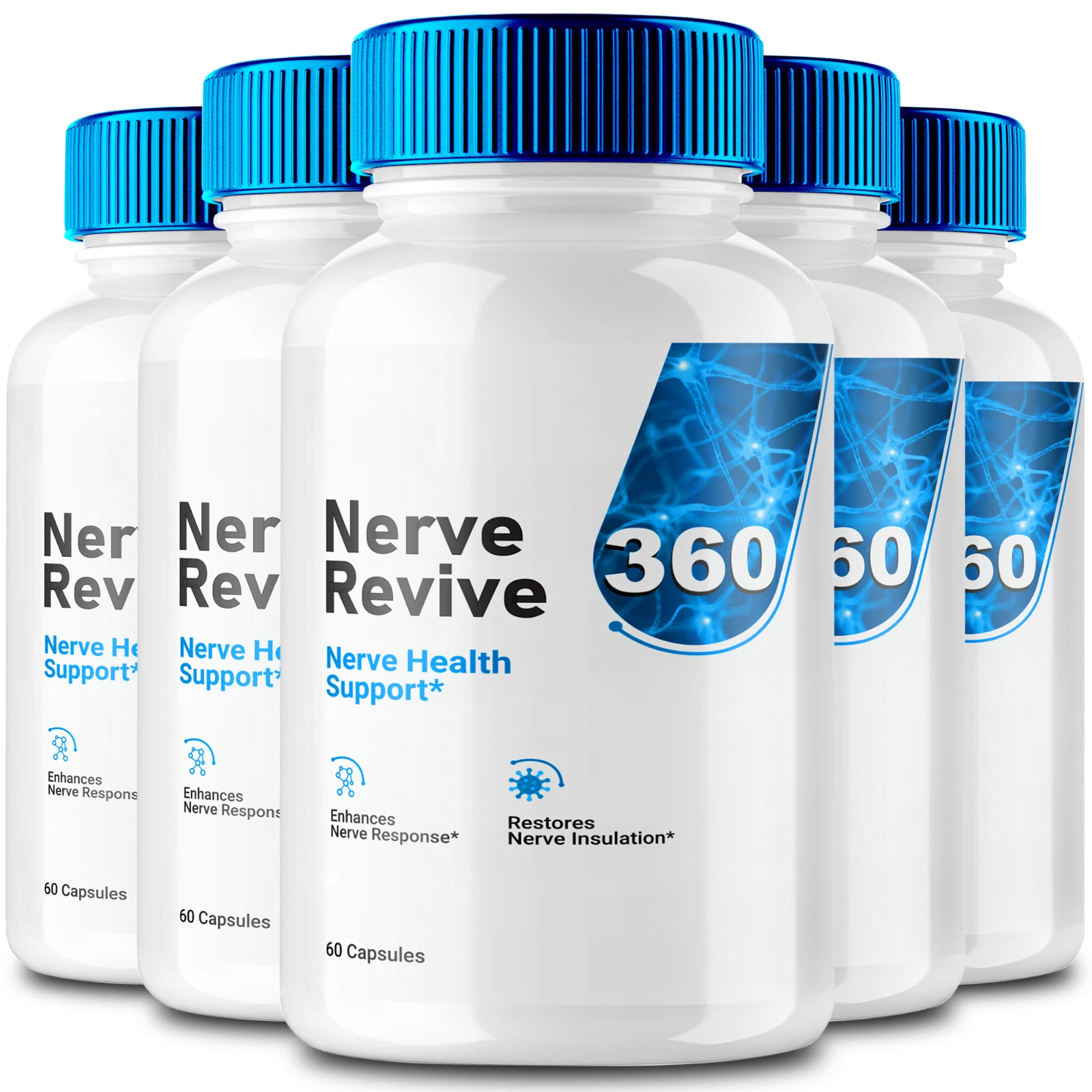(5 Pack) Nerve Revive 360 Brain Booster Pills for Advanced Memory and Focus