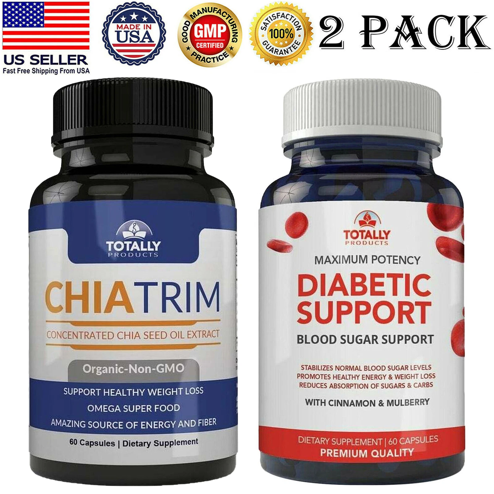 Chia Seed Weight Loss Fat Burn Capsules Blood Sugar Support Dietary Supplements