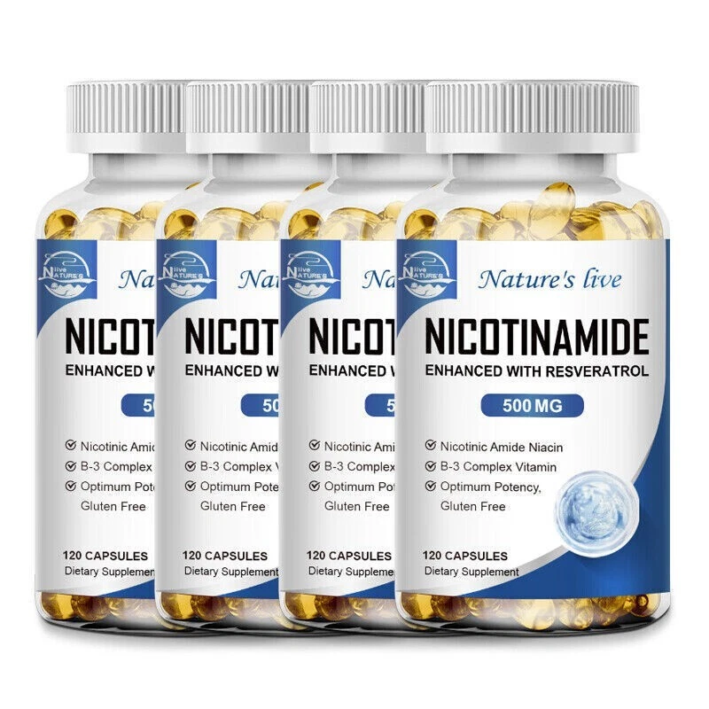 Nicotinamide Resveratrol 500 mg, NAD Supplement 120/240/480 Capsules Anti-aging