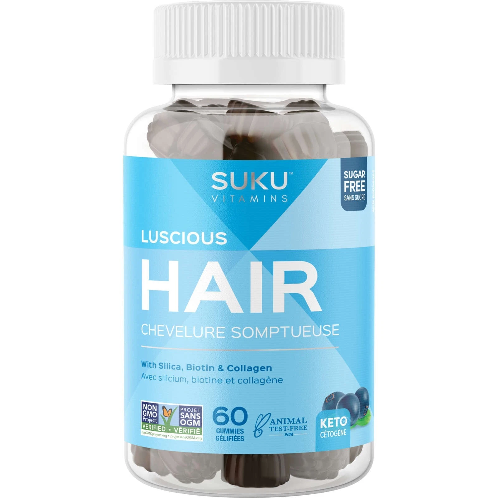 SUKU Luscious Hair Unique Formula Silicon Biotin Collagen Health 60 Gummies NEW