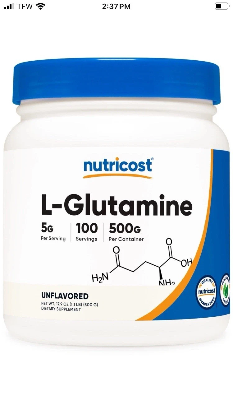 Lot Of 2Nutricost Pure L-Glutamine Powder 500G 100 ServingsNon-GMO & Gluten Free