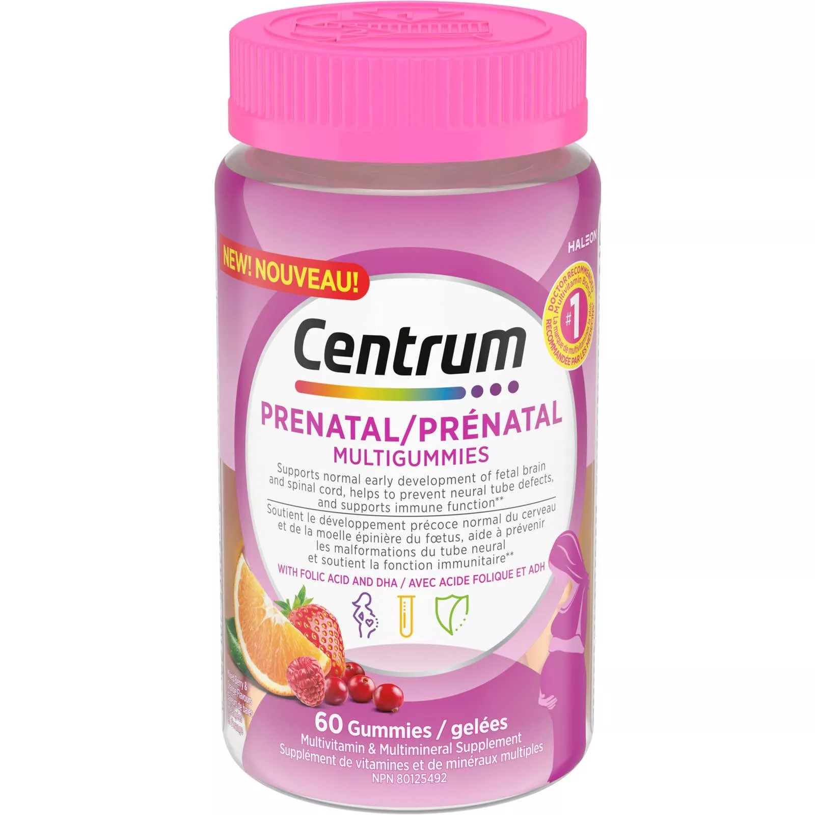 Centrum Prenatal Gummies DHA Folic Acid Multivitamin Healthy Boost 60pcs NEW