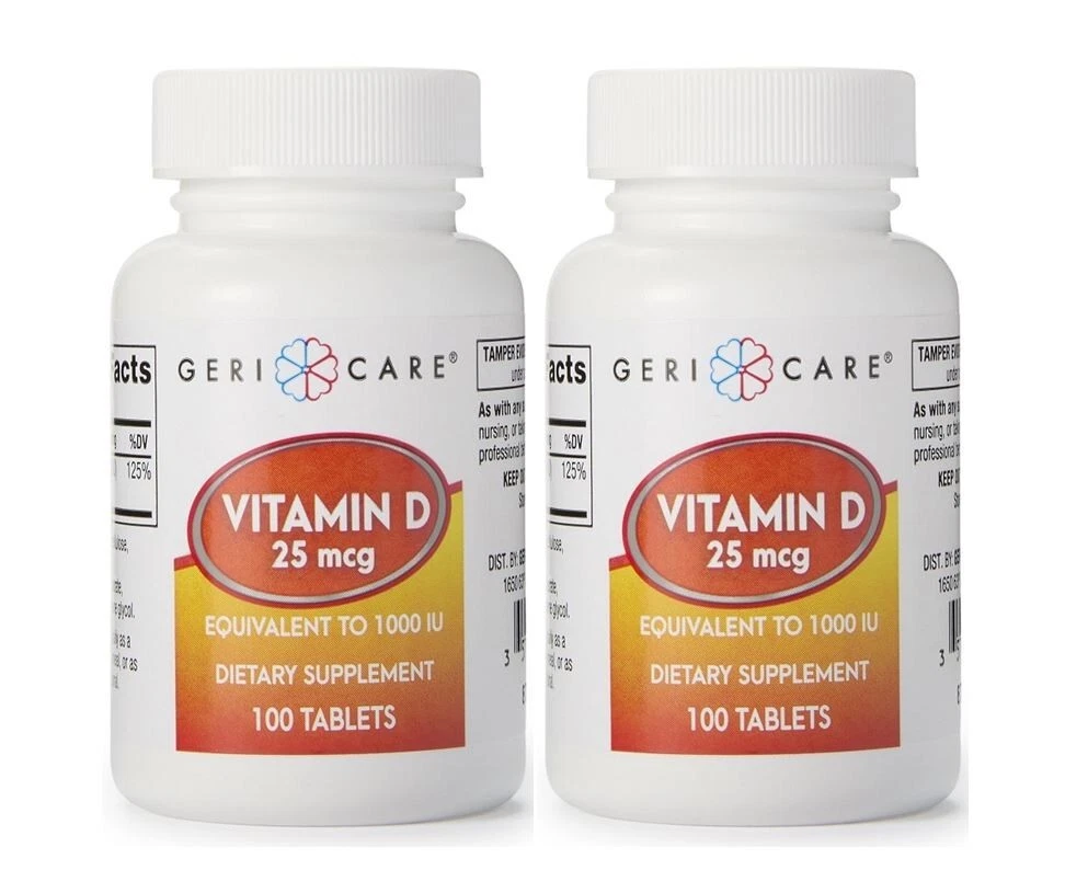 200 Tabs Geri-Care Vitamin D3 25 mcg 1000 IU Tablet Dietary Vitamin Supplement