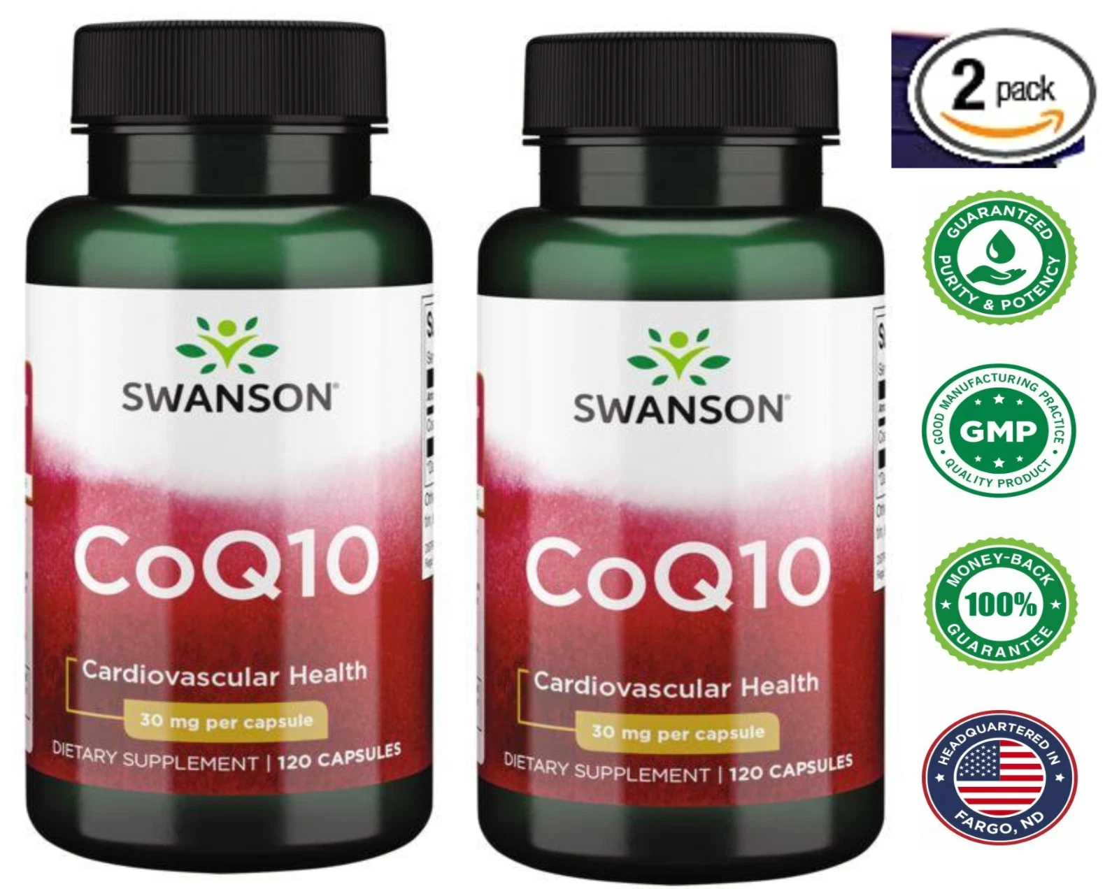 240 Capsules (2x120) CoQ10 30mg Q10 C0q 10 Coenzyme, Cardiovascular Heart Health