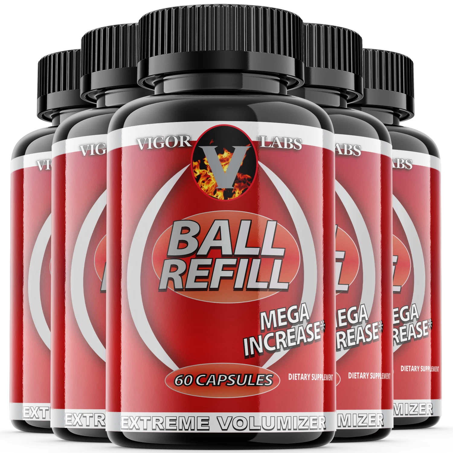 Ball Refill - Male Virility - 5 Bottles - 300 Capsules