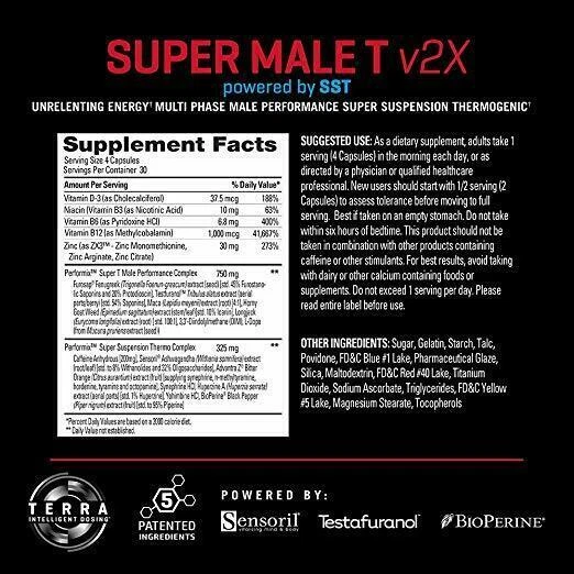 Performix Super Male T v2x, 120 capsules, thermogenic and energy enhancement