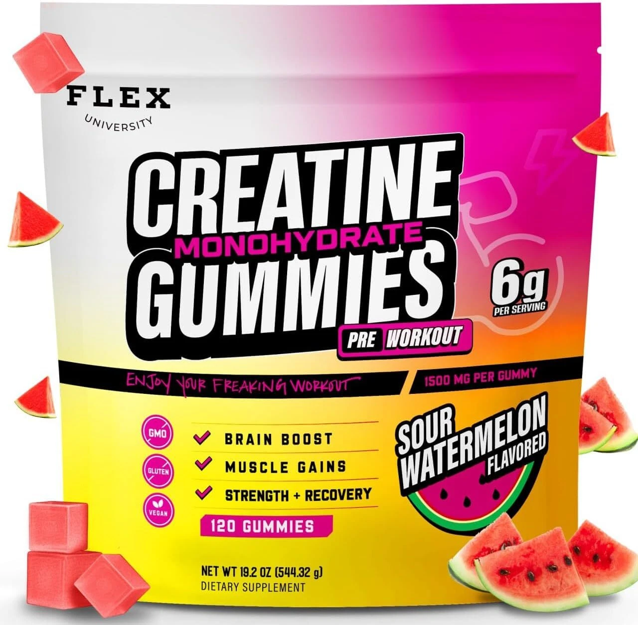 (6g) Creatine Monohydrate Gummies Men Women for Pre Workout Energy Muscle Growth