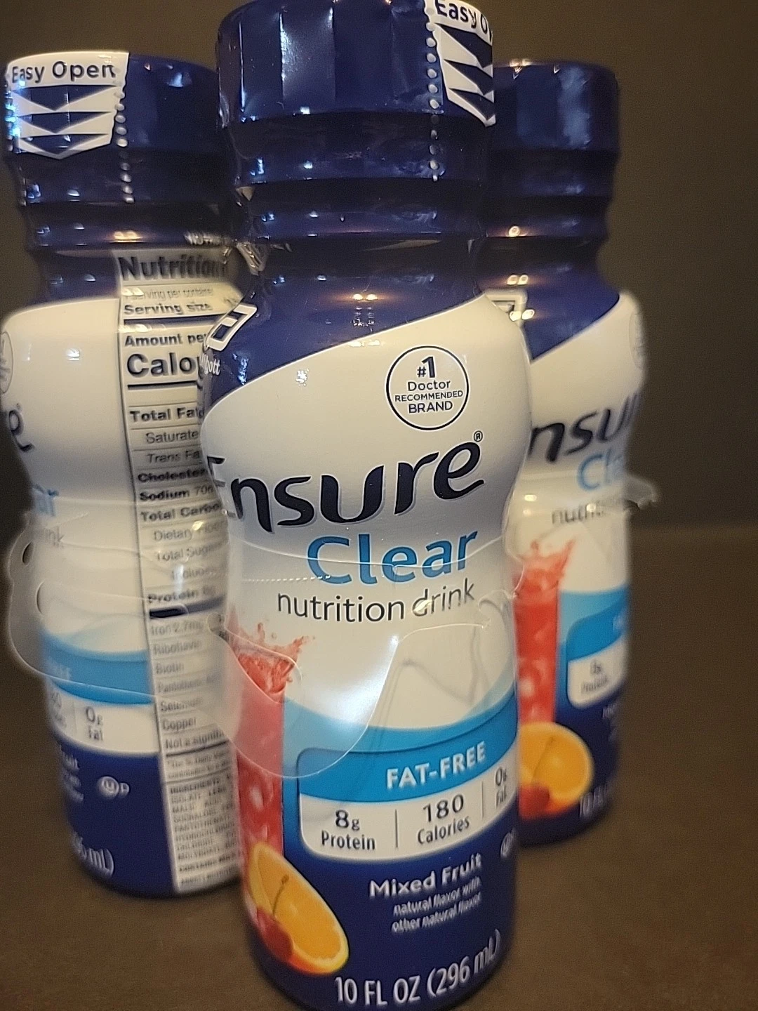4 Ensure Liquid Clear Nutrition Drink, Mixed Fruit, Fat Free, 10 oz Exp 9/25