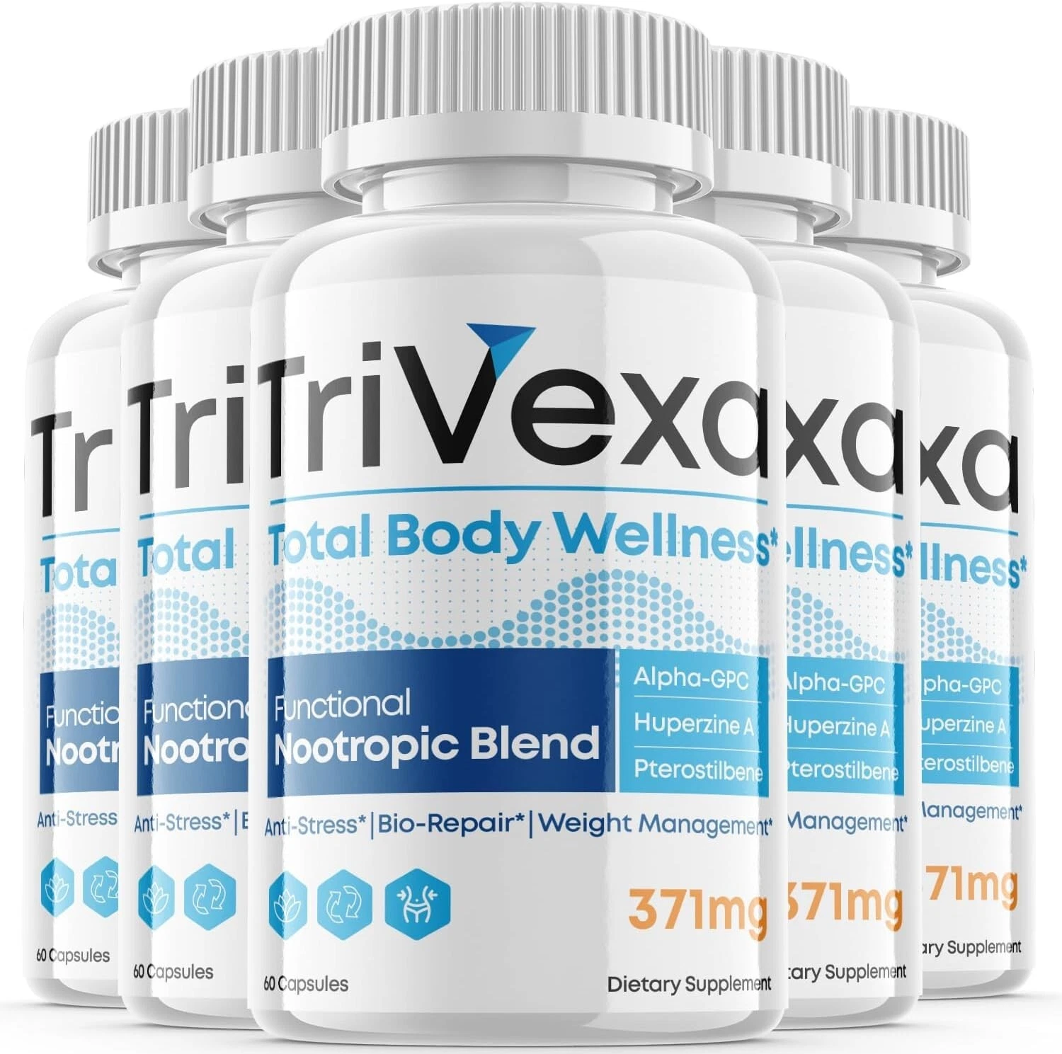 (5 Pack) Trivexa Total Body Wellness Capsules - Trivexa Nootropic Blend Support