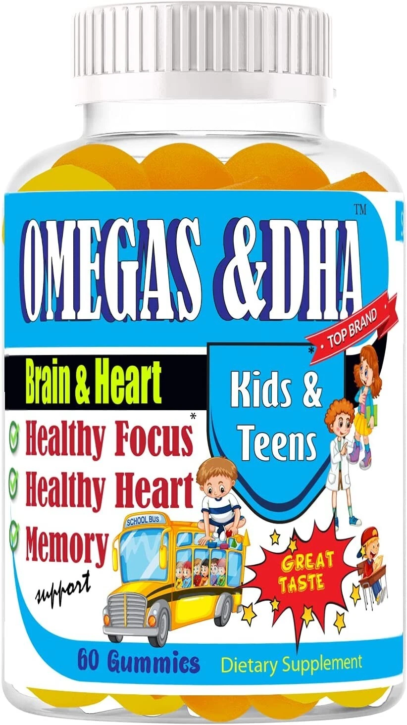 Kids Brain Booster Focus Support Supplement Kids Vitamins Omega 3 6 9 DHA Gummy