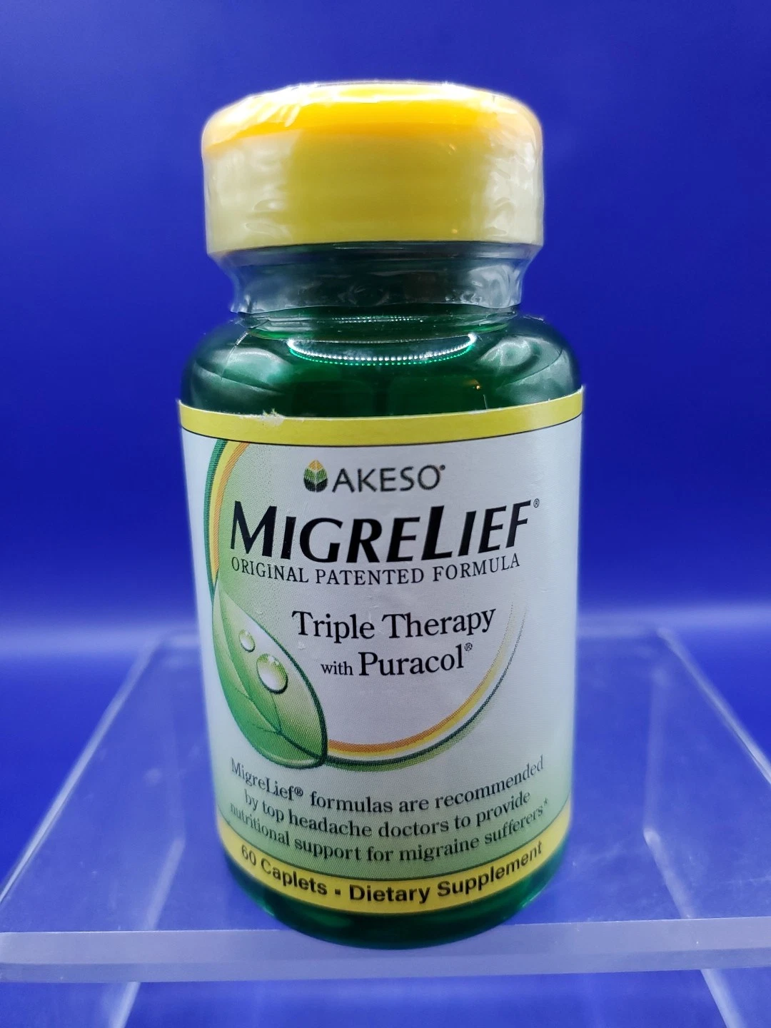 Akeso MigRelief Triple Therapy /w Puracol Migraine Relief 60 Caplets Exp 11/27