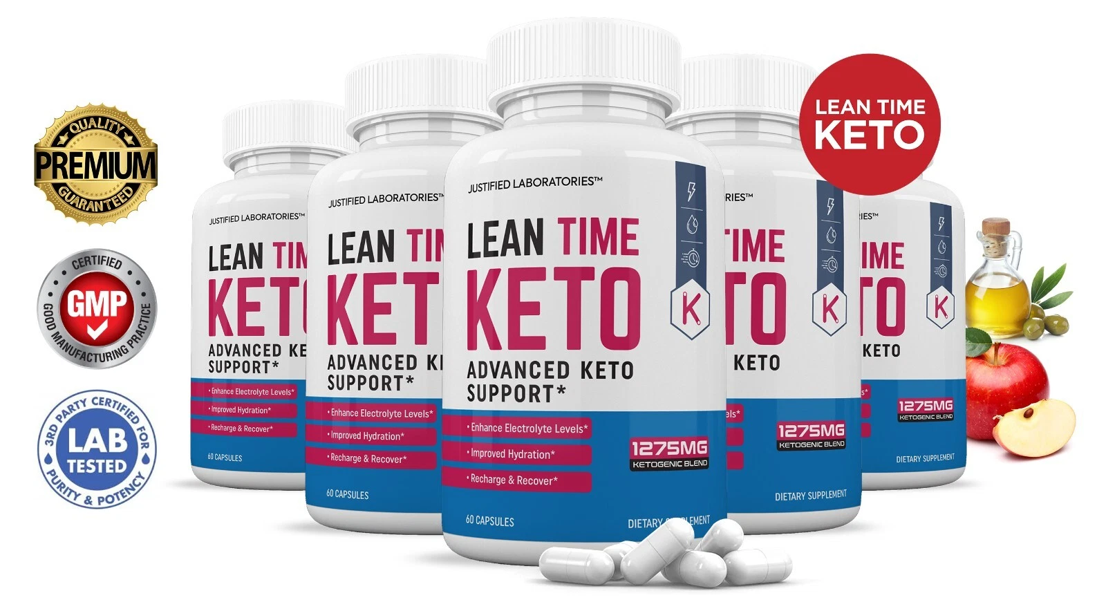 Lean Time Keto ACV Pills 1275MG New Improved Formula 5 Pack