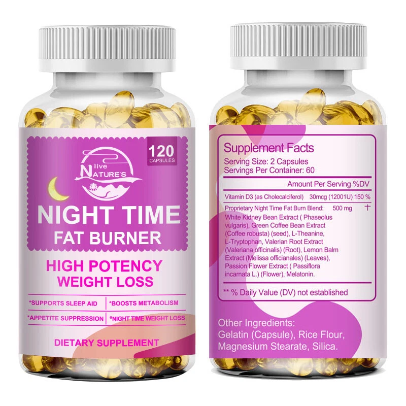 Night Fat Burner Capsules | Appetite Control & Metabolism Booster Complex 120pcs