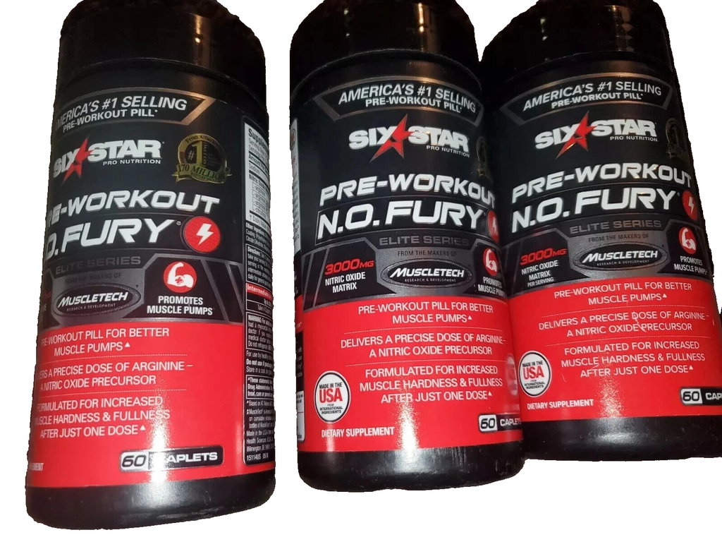 Six Star Pre-Workout N.O. Capsules X3 Bottles 5/25