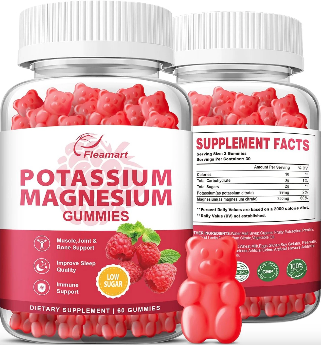 Potassium Citrate 250mg Gummies Potassium Supplement Muscle Health 60 Chewables