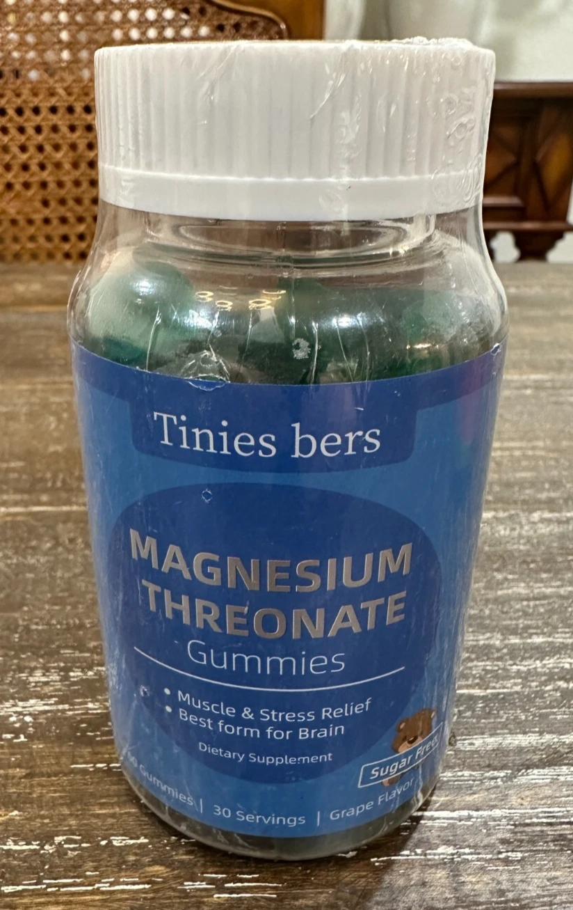 NEW Tinies Bers Magnesium Threonate Gummies 500mg 60ct Grape Flavored Exp 9/26