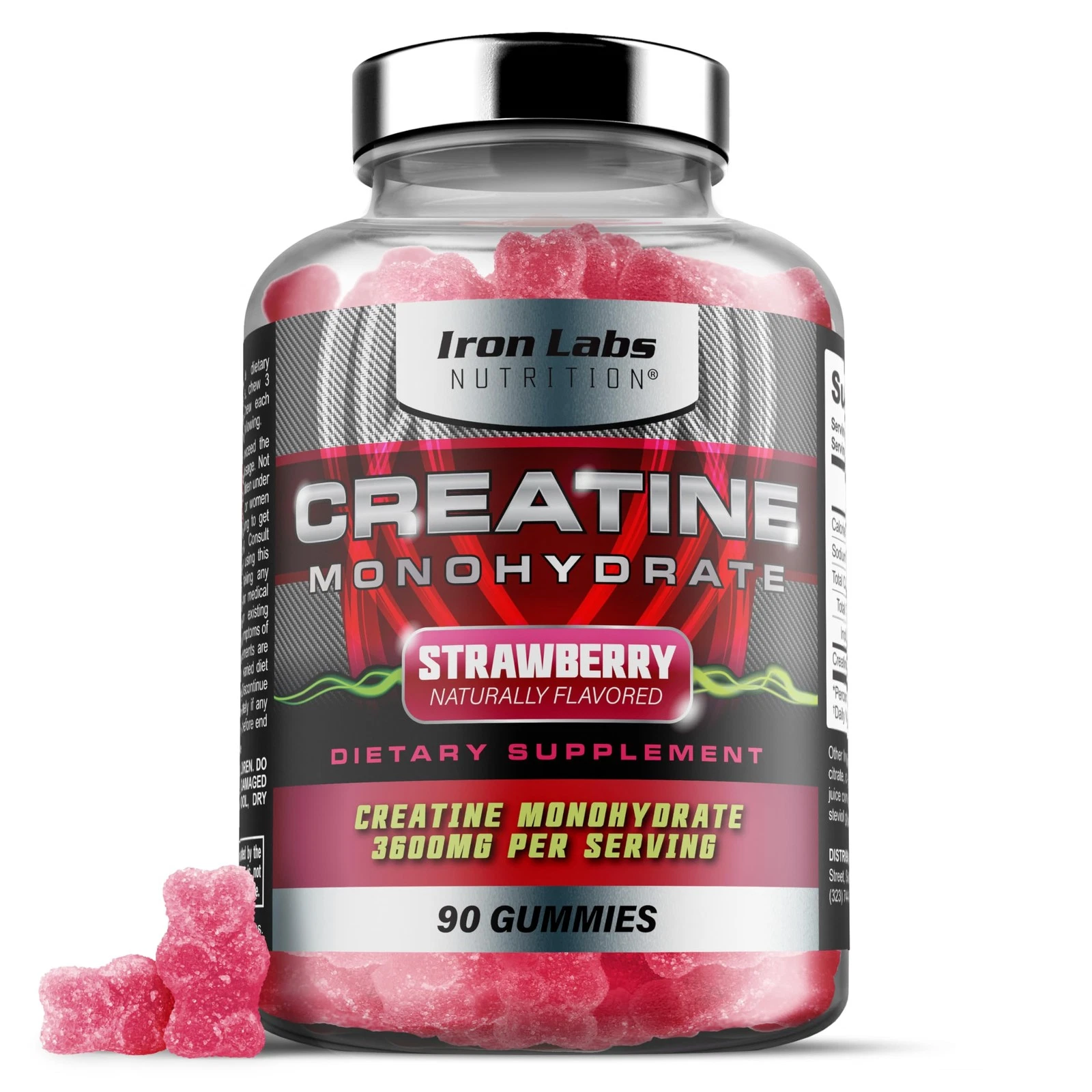 Iron Labs Nutrition Creatine Monohydrate (90 Gummy Bears) - 3600mg Per Serving -