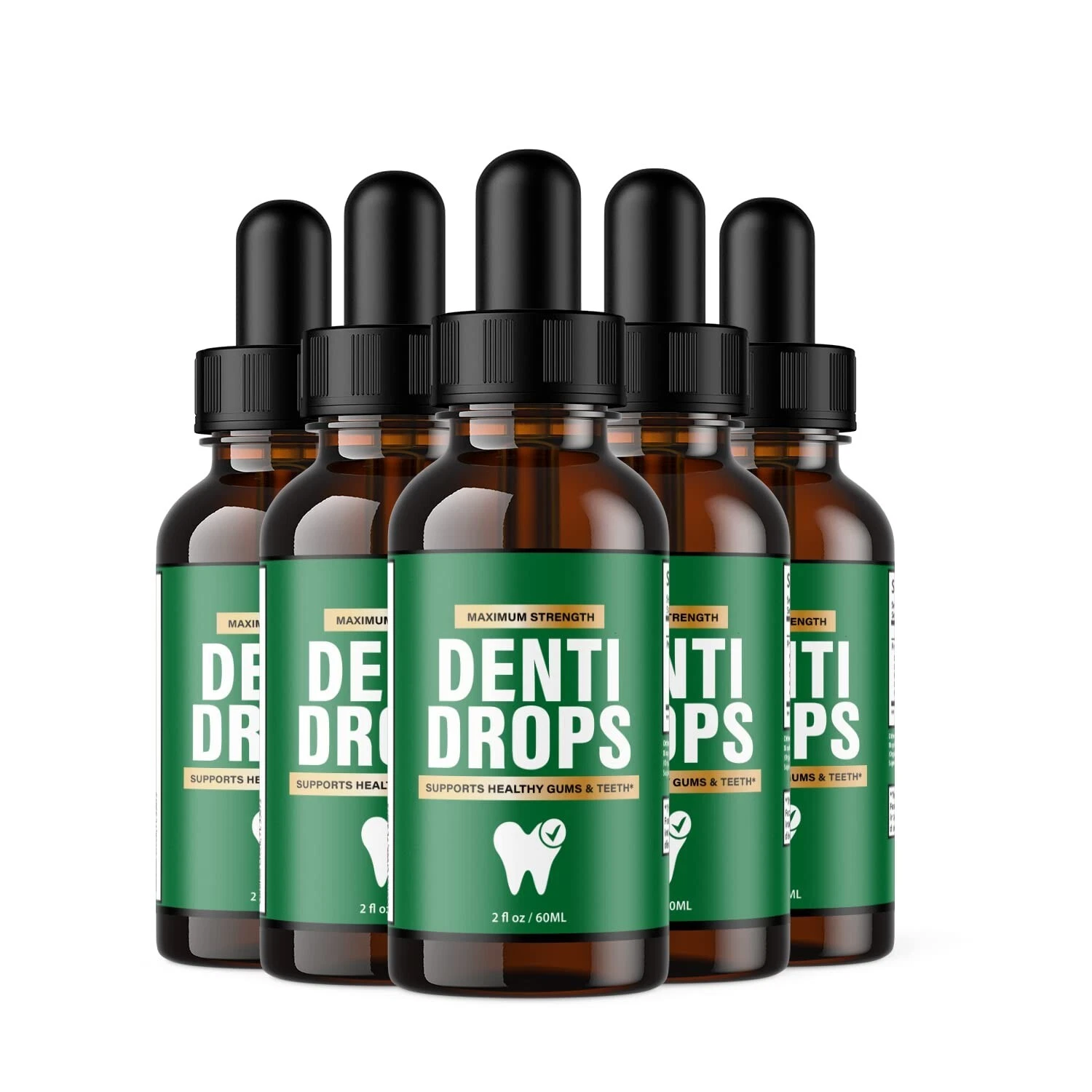 5 Pack - Denti Drops Maximum Strength Drops - Support for Healthy Gums and Teeth