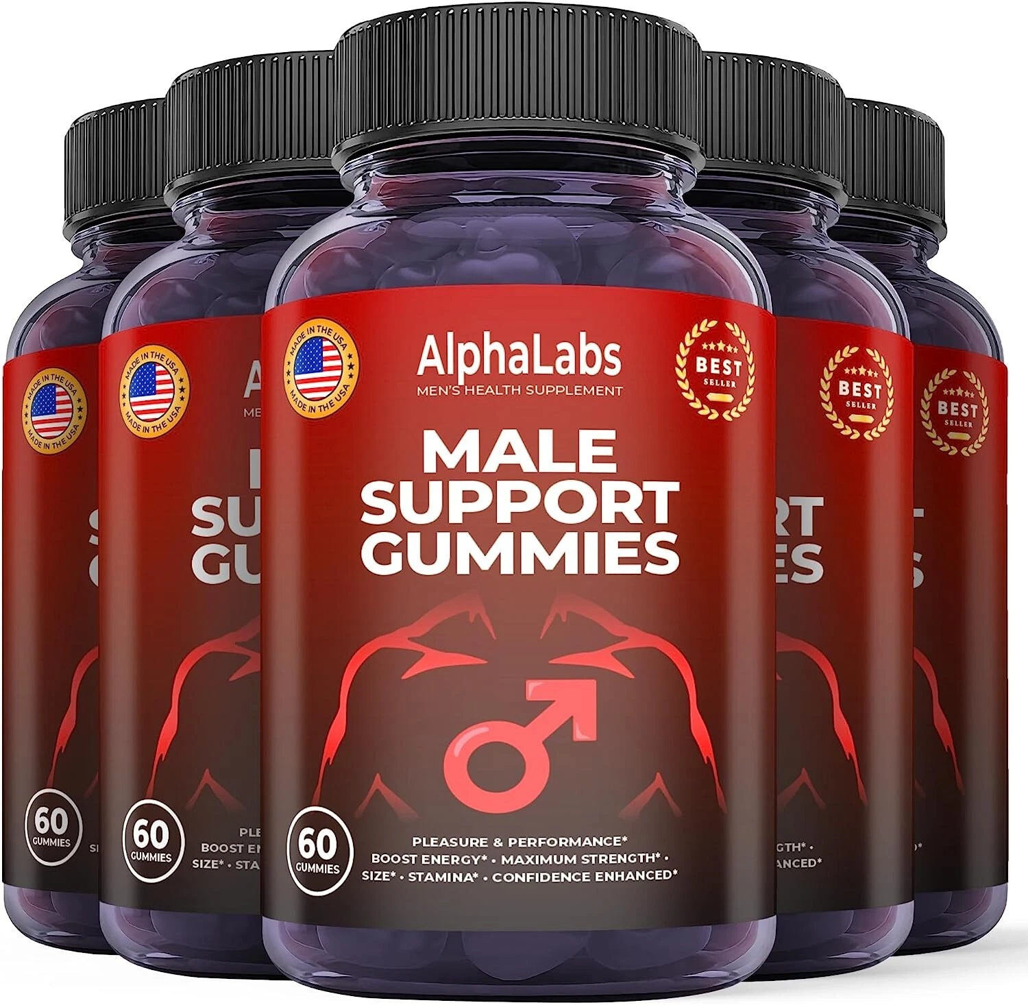 (5 Pack) - Alpha Labs Gummies - Male Enhancement Support Multivitamin - 300 Gums