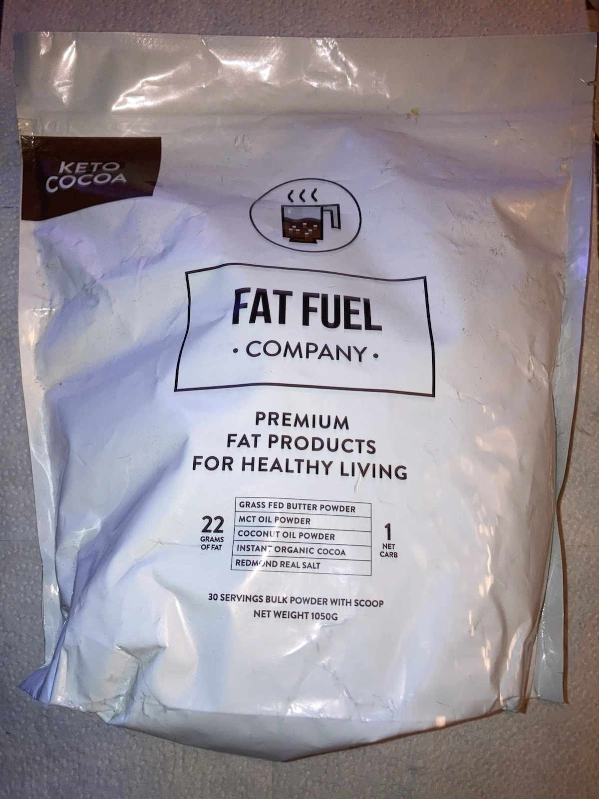 Fat Fuel Company Keto Cocoa 30 porciones polvo a granel 22 gramos de grasa