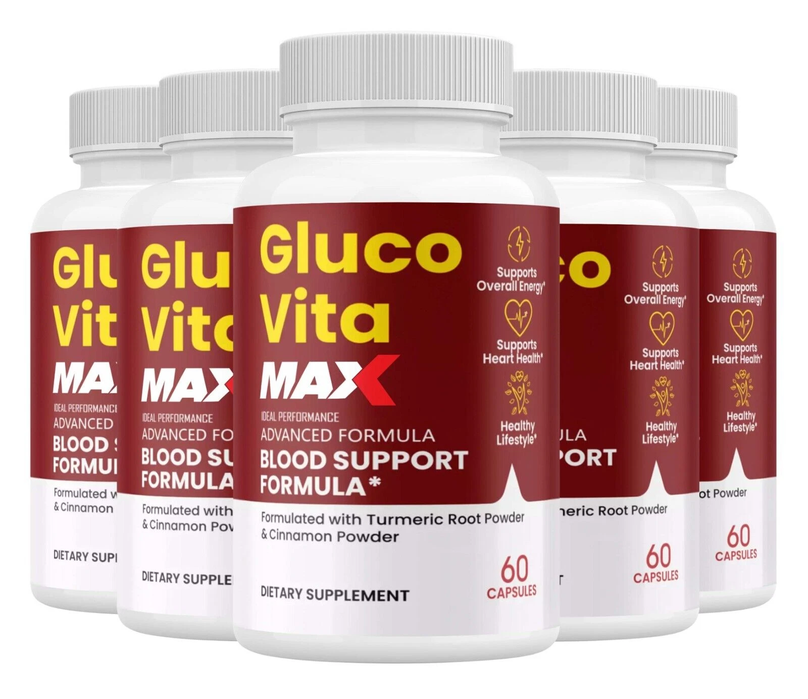 Gluco Vita Pills, GlucoVita Blood Support, Glucose Vita ( 5 Pack )