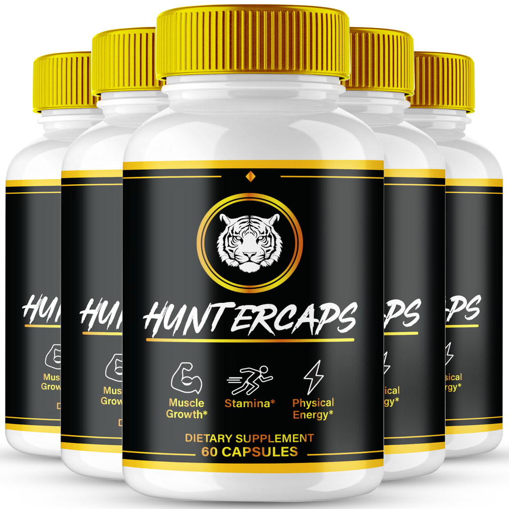 (5 Pack) Hunter Caps Men Capsules, Support Extra Strength Male Performance Pills