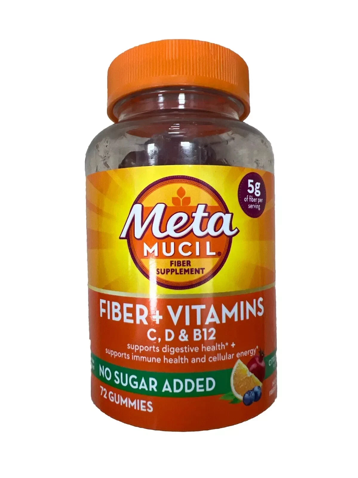 Metamucil Fiber Plus Vitamins C, D, & B12, 72 Gummies CITRUS BERRY EXP 2026+