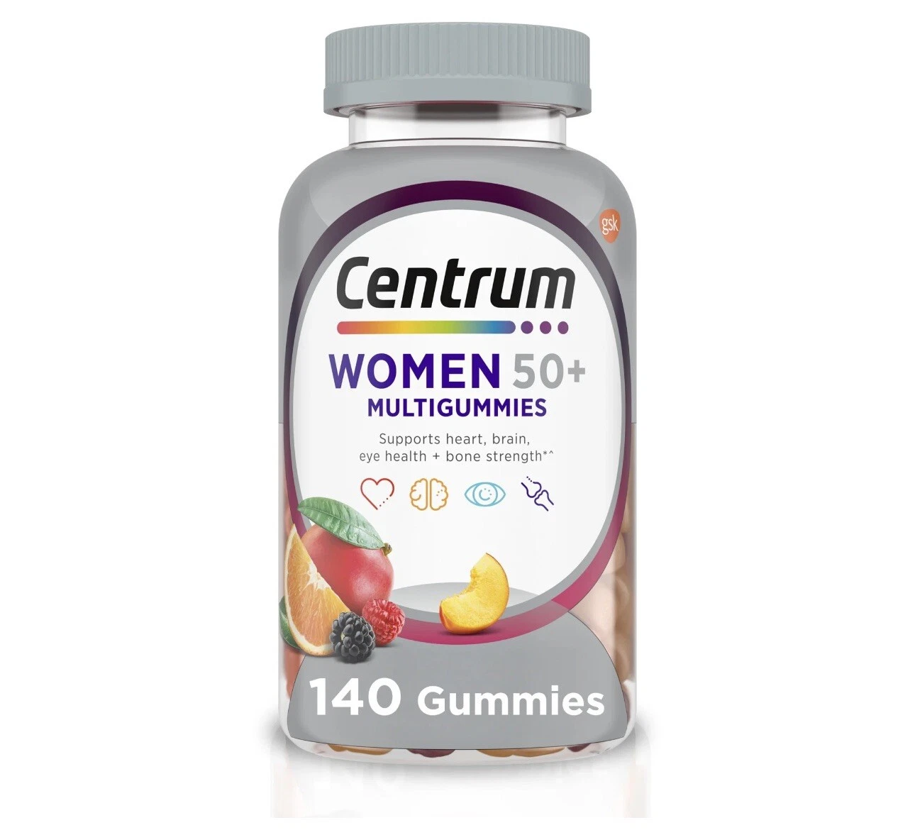Centrum Women 50 plus Multivitamin Supplement Gummies, Assorted Fruit, 140 Count