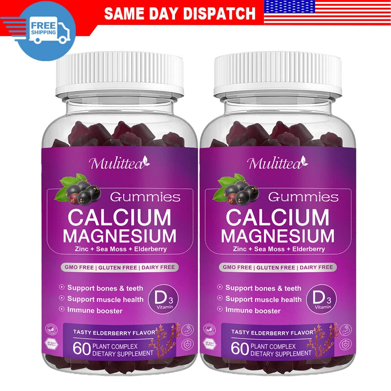 2 Pack Best Mulittea Calcium Magnesium Zinc with Vitamin D3, 60 Gummies