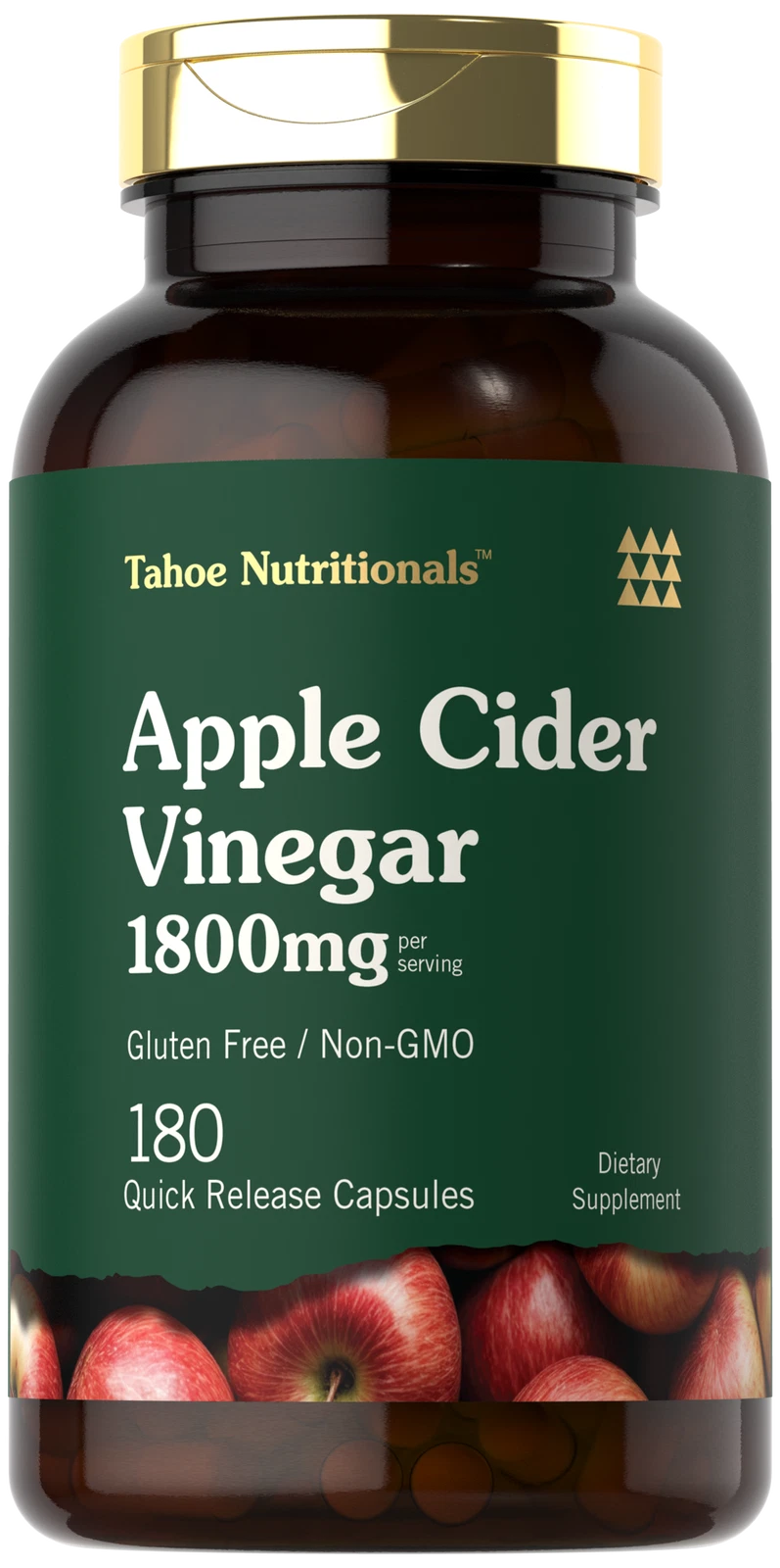 Apple Cider Vinegar Capsules 1800mg | 180 Count | by Tahoe Nutritionals