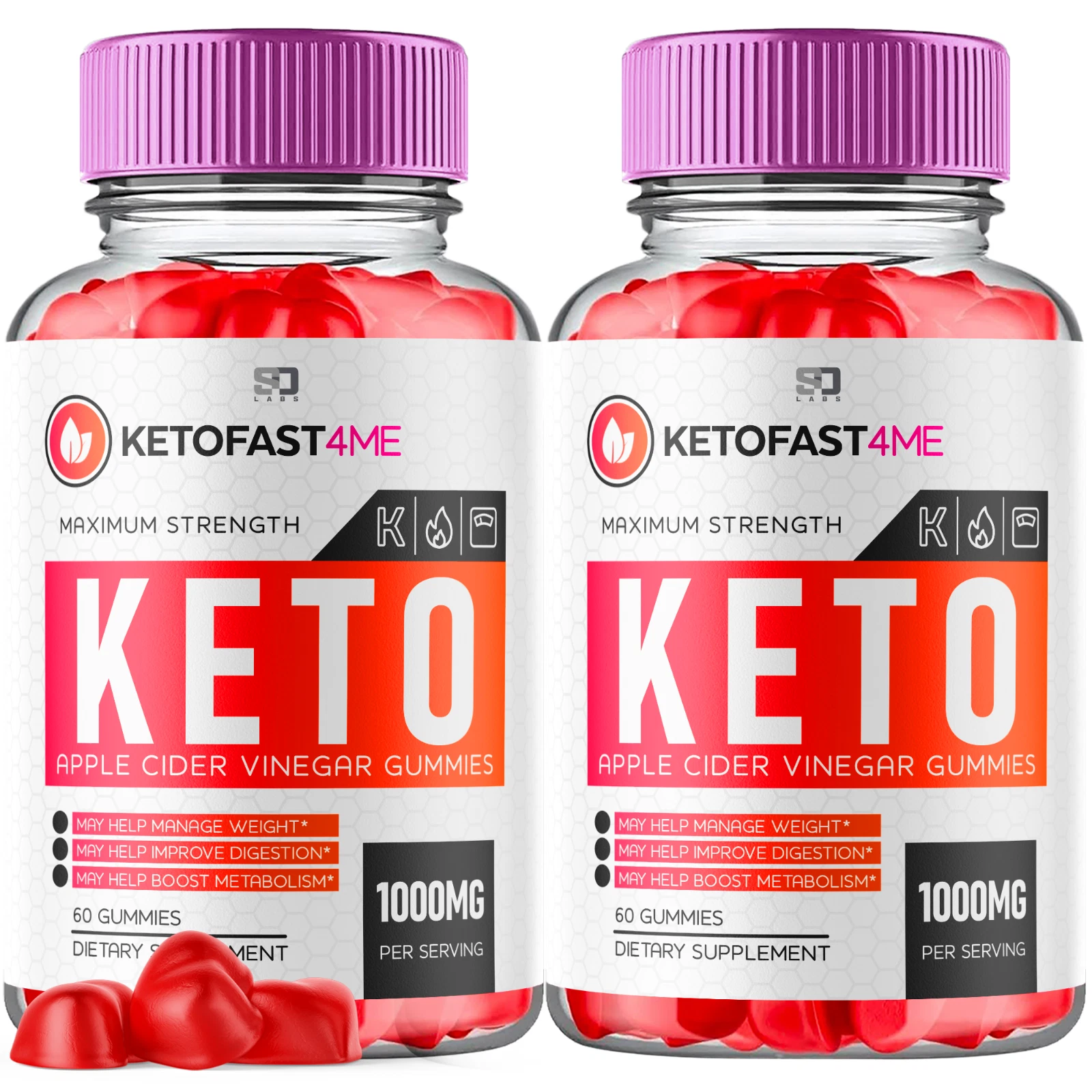(2 Pack) KetoFast 4 Me Gummies, Keto Fast 4 Me ACV Weight Loss (120 Gummies)