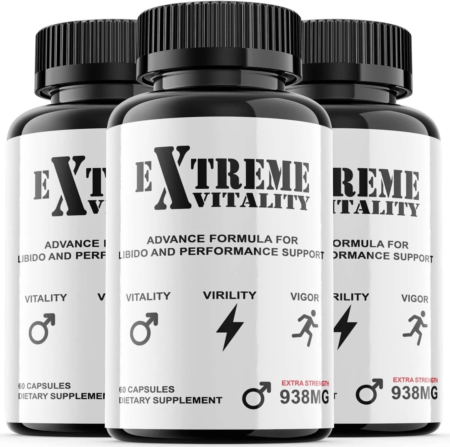 3 Pack - Extreme Vitality - Male Vitality Pills - 180 Capsules