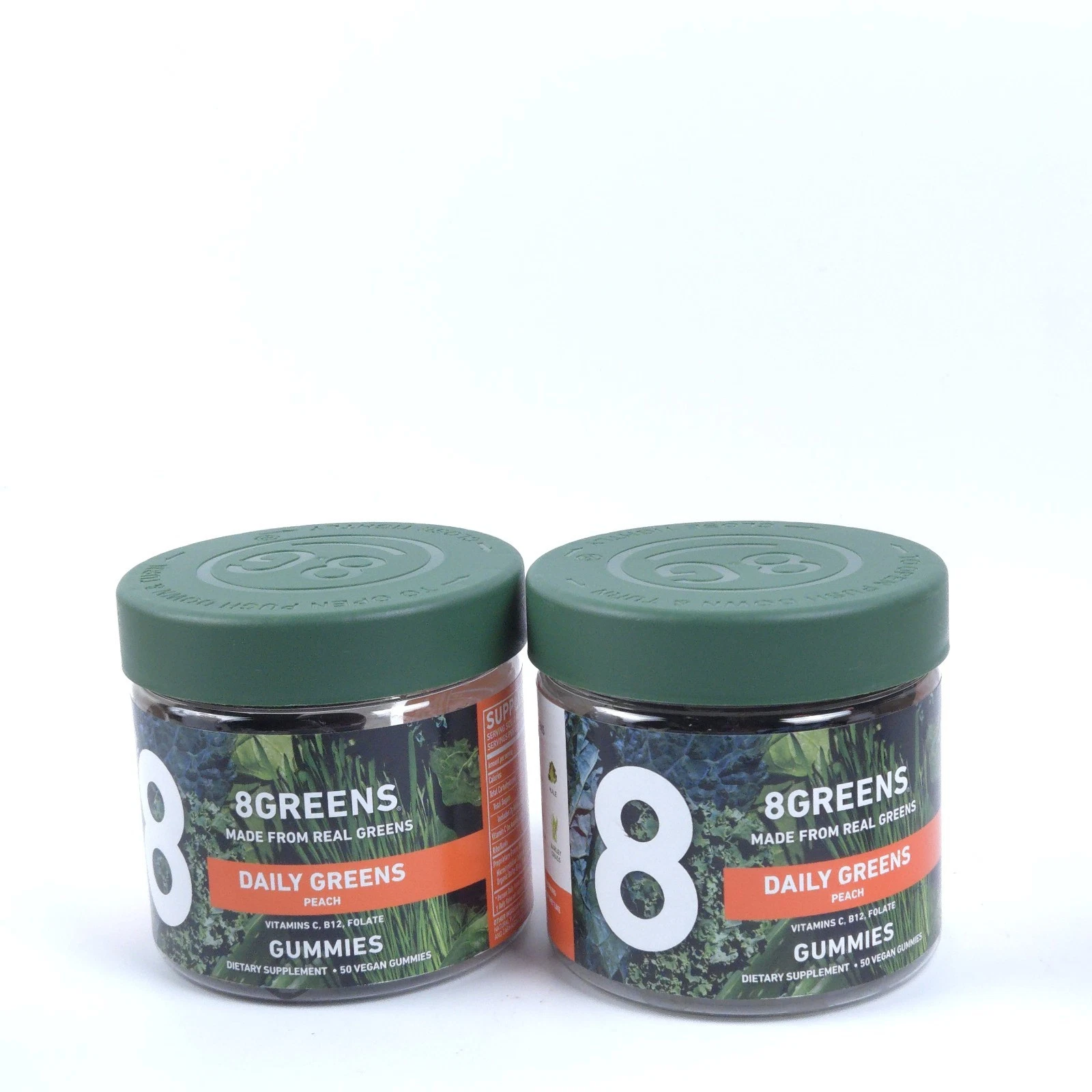 2 Packs 8Greens Daily Greens ~ 50 Peach Gummies