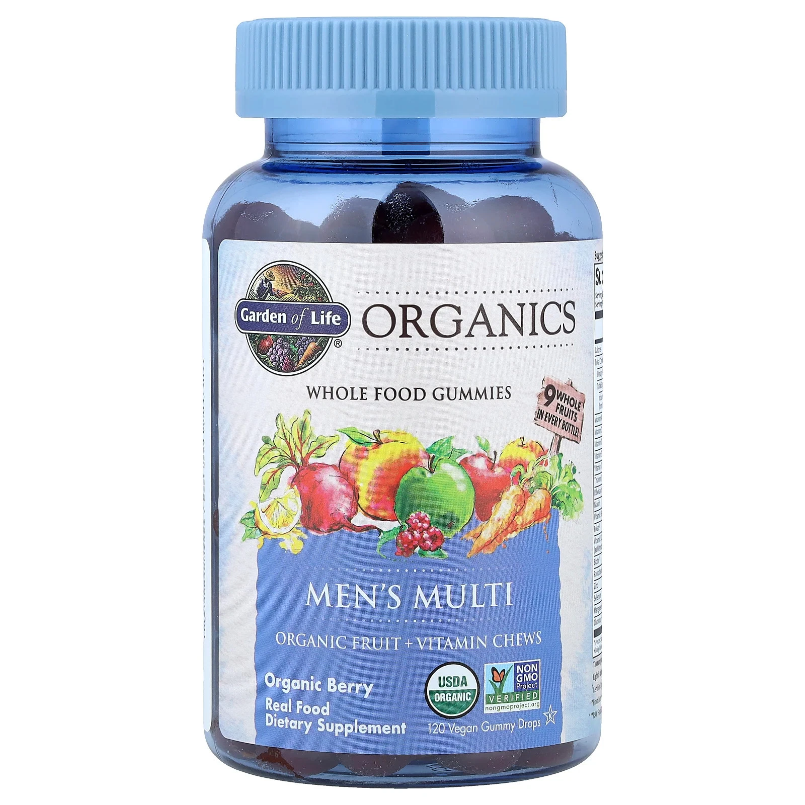 Organics, Men's Multi Gummies, Organic Berry, 120 Vegan Gummy Drops