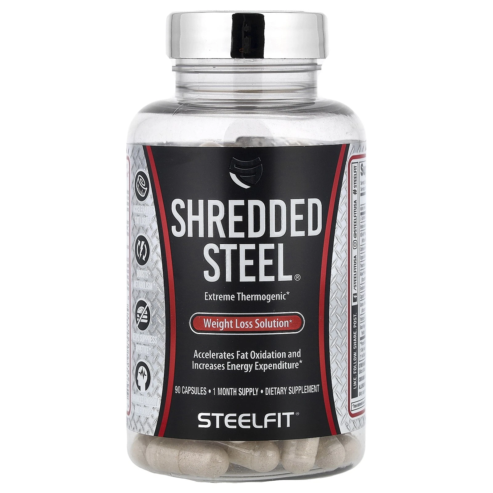 Steelfit Shredded Steel Extreme Weight Loss Solution Hardcore Fat Burner 30 Serv