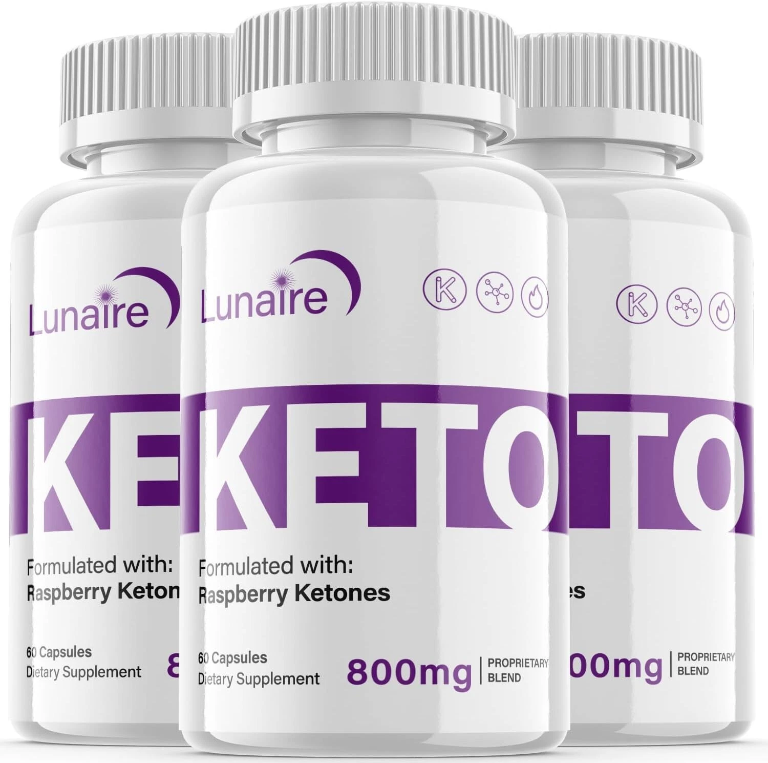 (3 Pack) Lunaire Keto Pills - Support Weight Loss & Fat Burn 800mg - 180 Pills