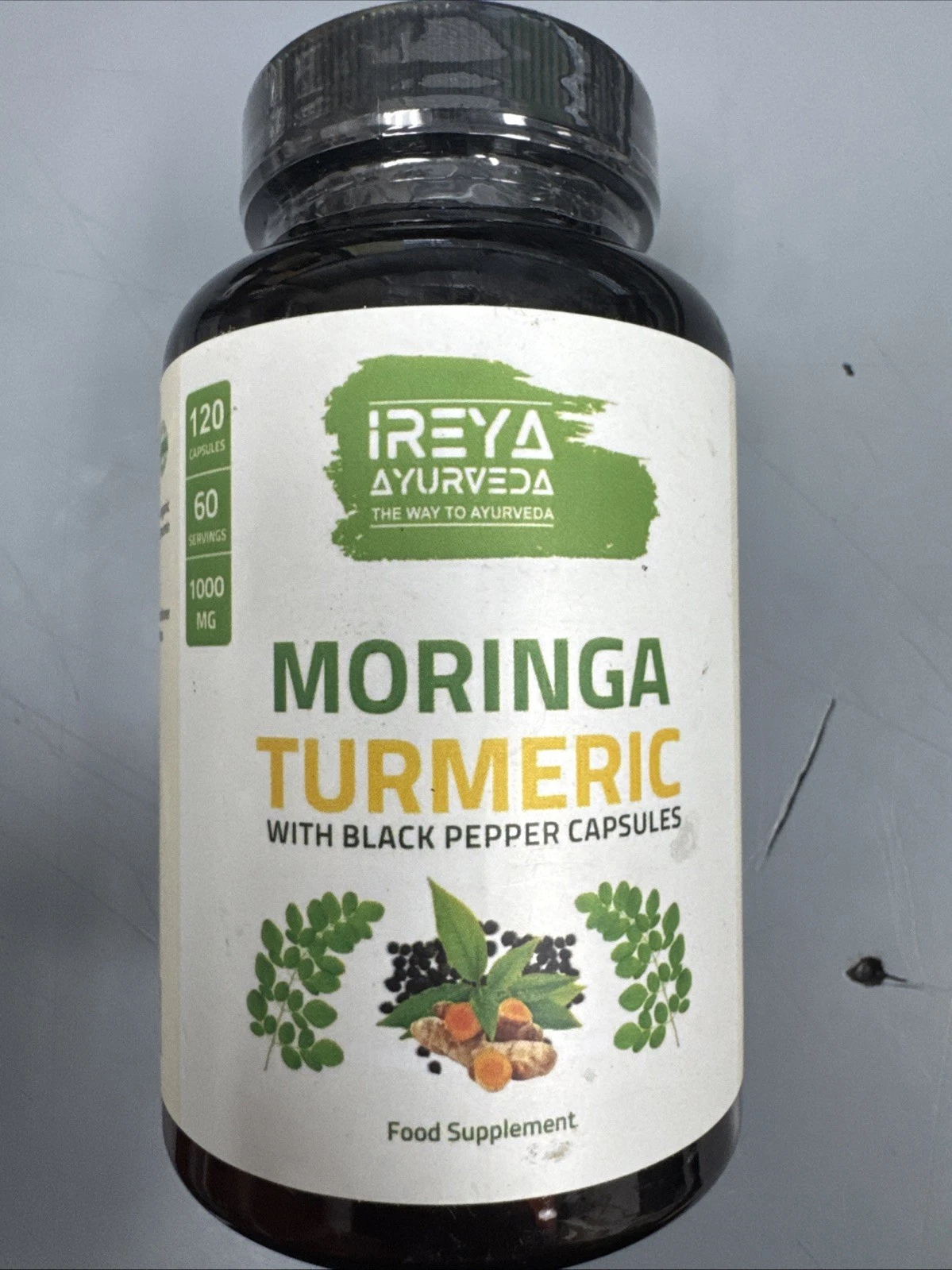 Organic Moringa & Turmeric Capsules with Black Pepper - Vegan Exp4/26