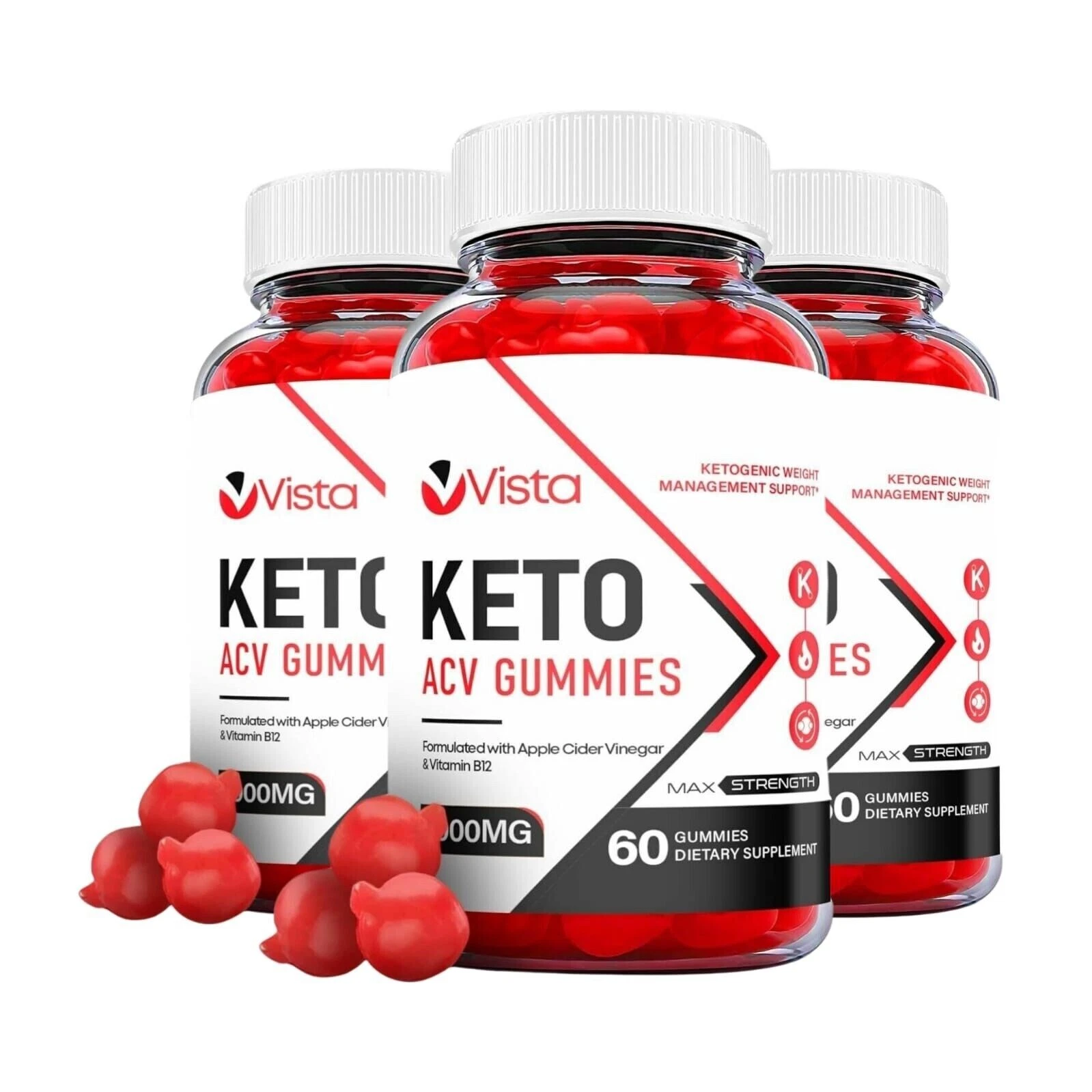 3-Pack Vista Keto Gummies - Vista Keto ACV Gummies For Weight Loss - 180 Gummies