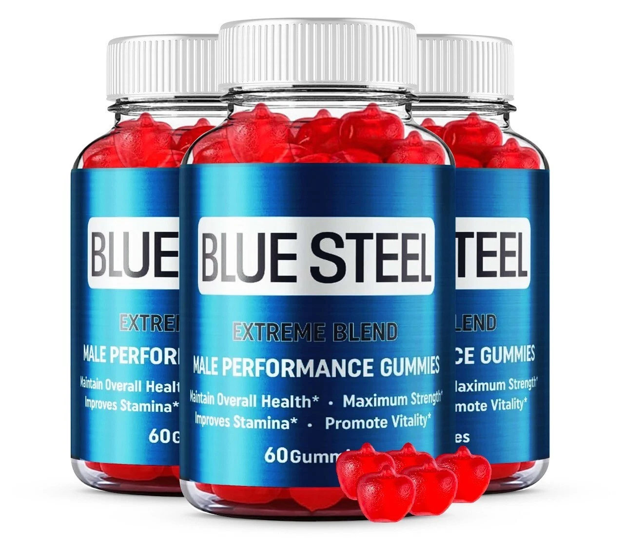 (3 Pack) Blue Steel Men Performance Gummies, BlueSteel Male Support Gummy