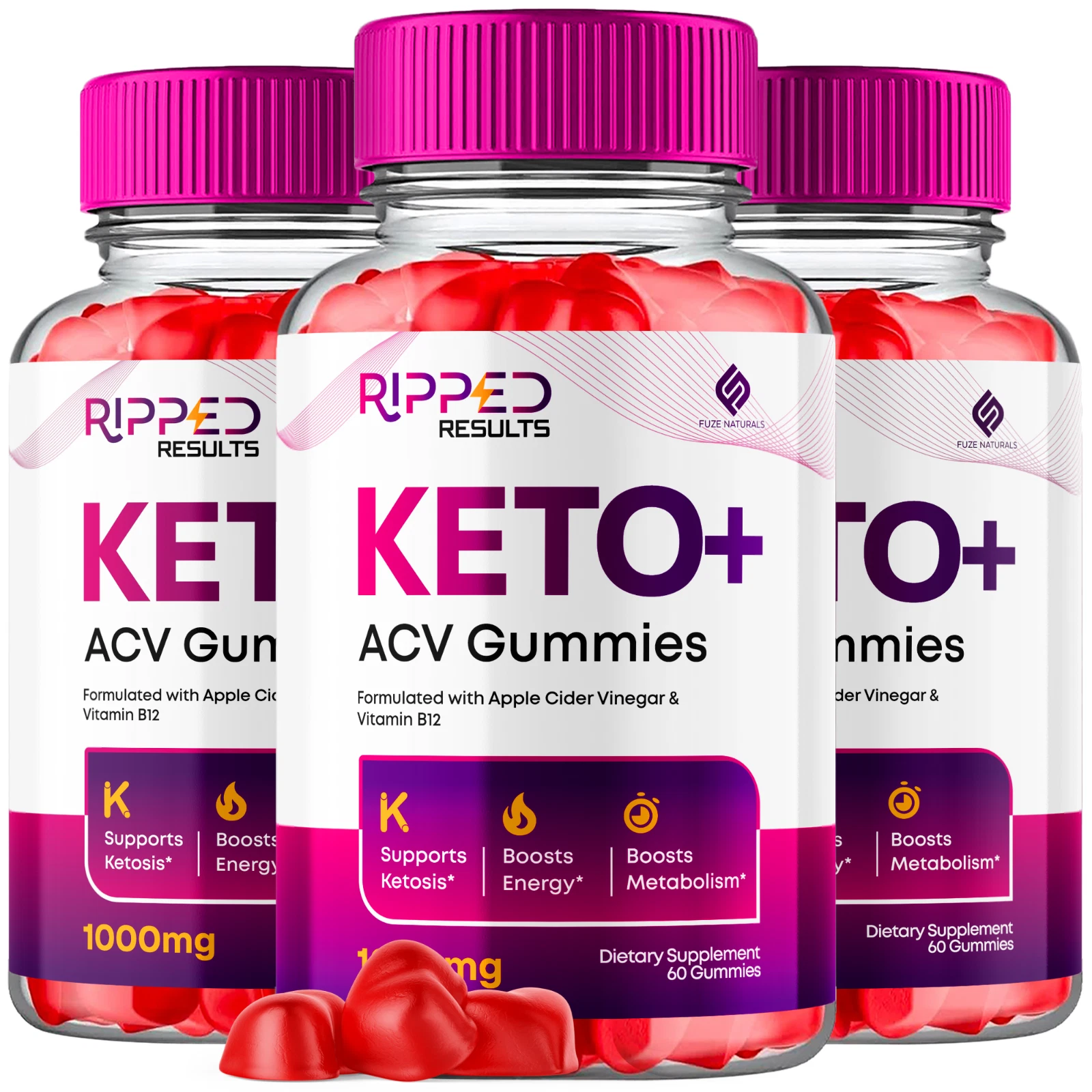 Ripped Results Keto ACV gummies, Maximum Strength Gummies Official (3 Pack)