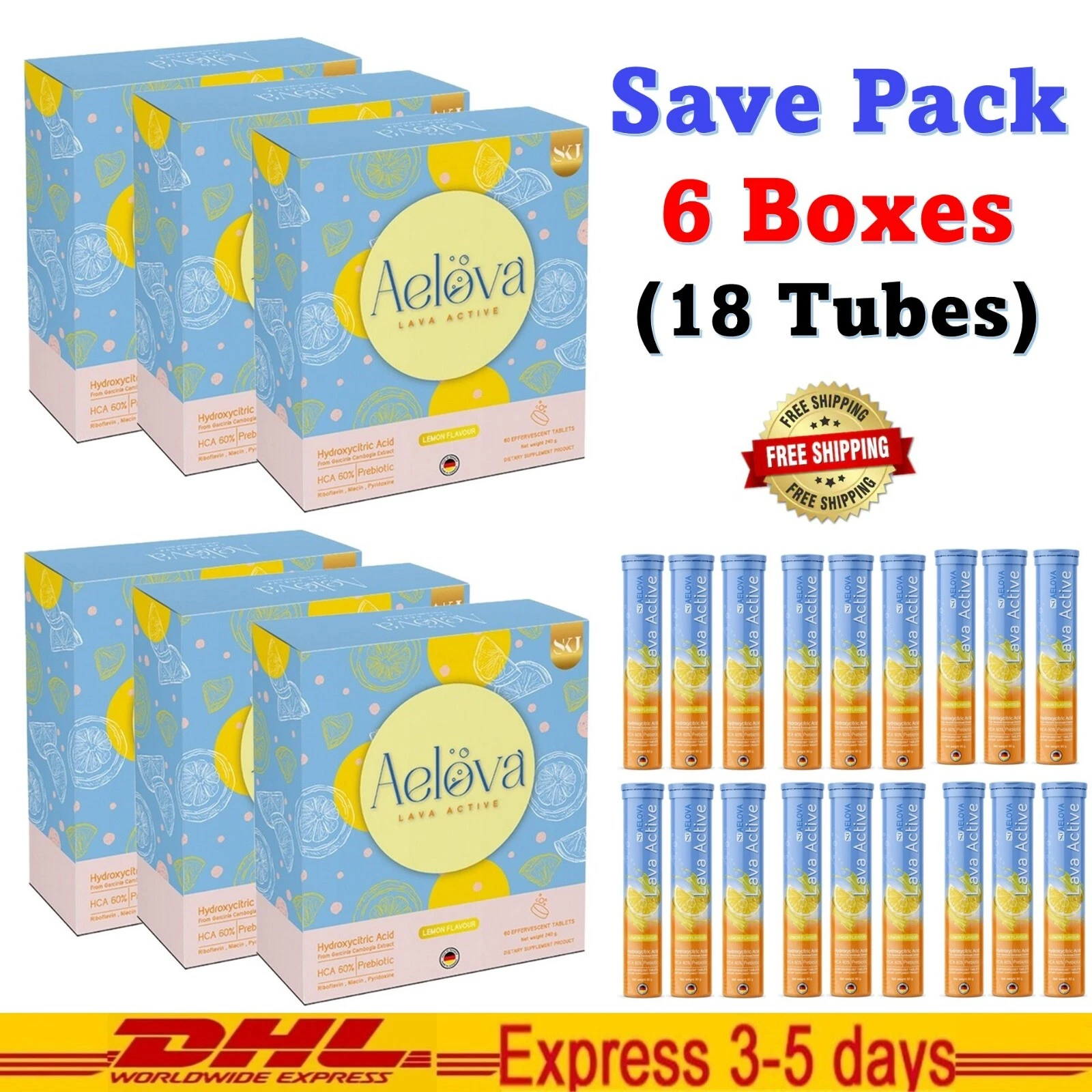 18 Tubes AELOVA Weight Management Weight Loss Effervescent Tablets Fast ship DHL